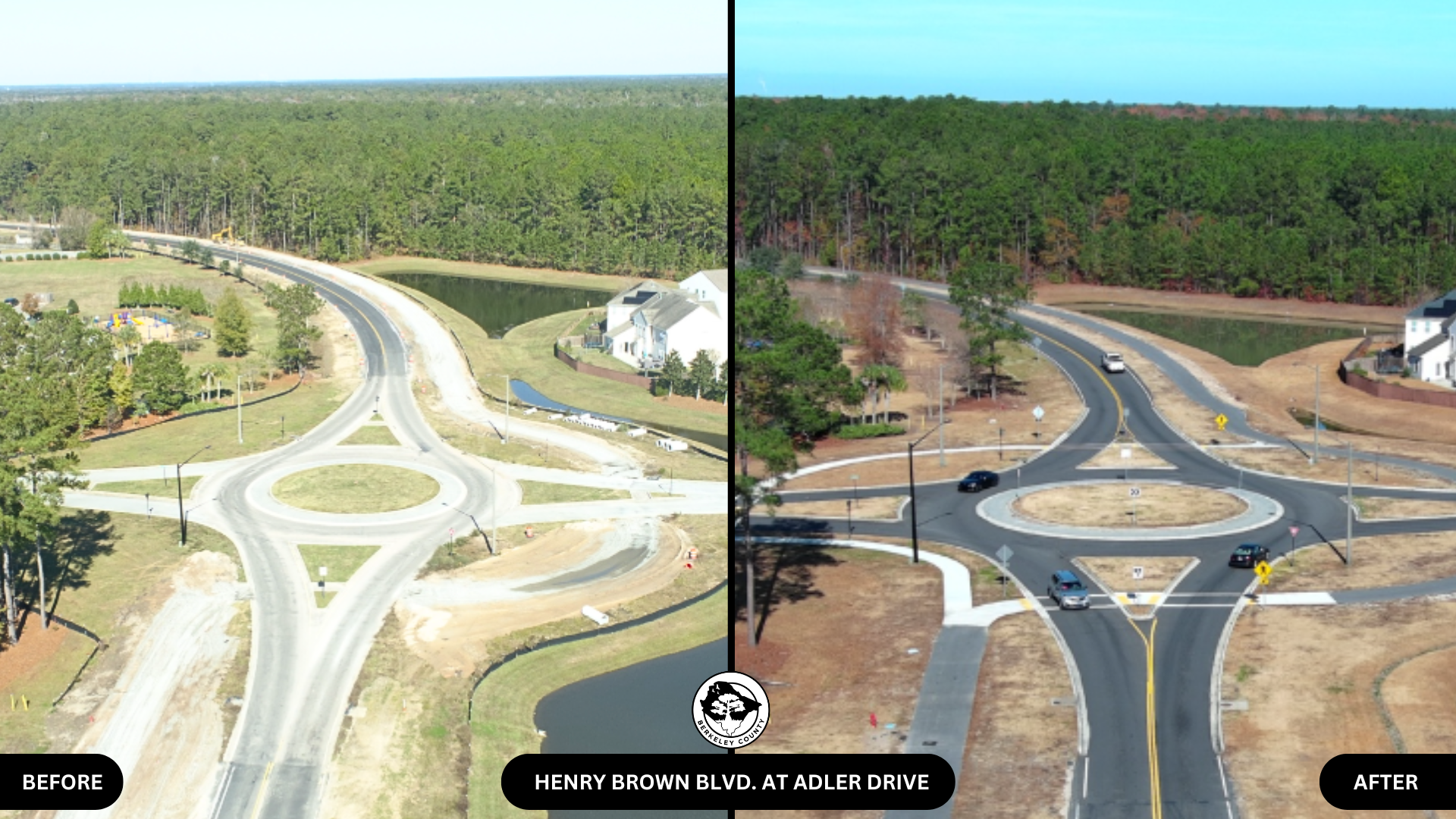 HENRY E. BROWN JR. BOULEVARD PHASE 2 IMPROVEMENT PROJECT - BEFORE AND AFTER DRONE PHOTOS